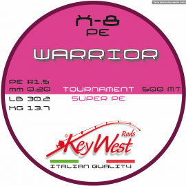 Key West Warrior Tournament Super PE #1.5 0.20mm 500mt X-8 Multicolor